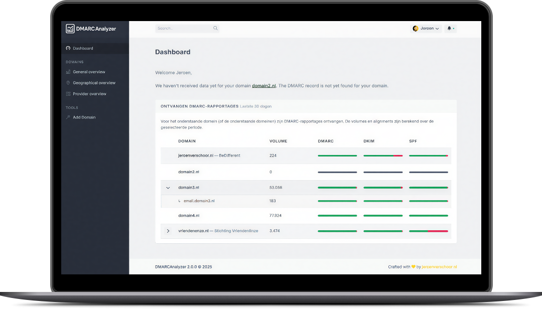 DMARCAnalyzer - by JeroenVerschoor.nl